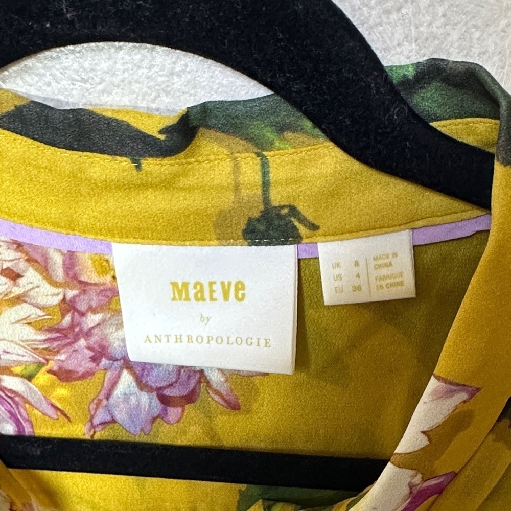 Maeve Yellow Floral Sleeveless Blouse size 4 - Picture 2 of 6